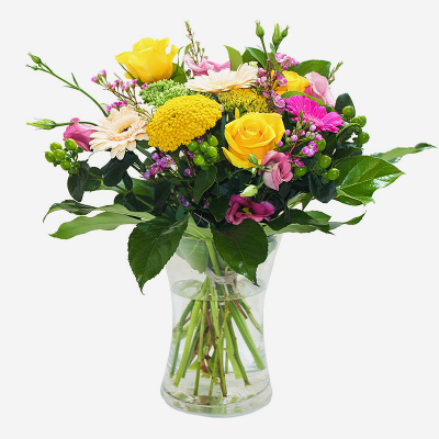 The Happy Vase - Send a giggle or two with our Happy Vase floral arrangement, made up of bright blooms and leaves. A perfect gift for every occasion, hand-crafted by professionals and delivered direct to their door.
